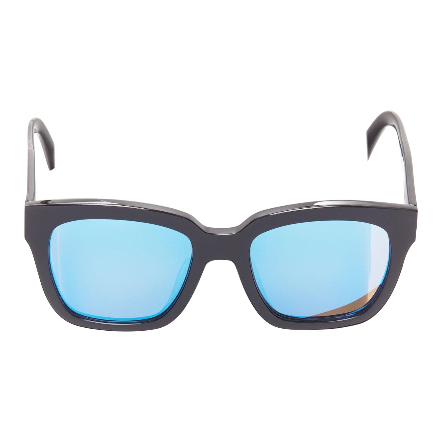 GENTLE MONSTER The Dreamer Übergroße Sonnenbrille mit schwarzem Rahmen und reflektierendem blauem Linsen im Angebot