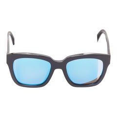 GENTLE MONSTER The Dreamer black frame reflective blue lens oversized sunglasses