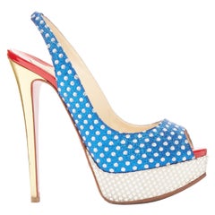 CHRISTIAN LOUBOUTIN American Flag peep toe platform peeptoe slingback EU37.5