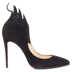 CHRISTIAN LOUBOUTIN Victorina Flame schwarz Wildleder Stiletto Pigalle Pumps EU37