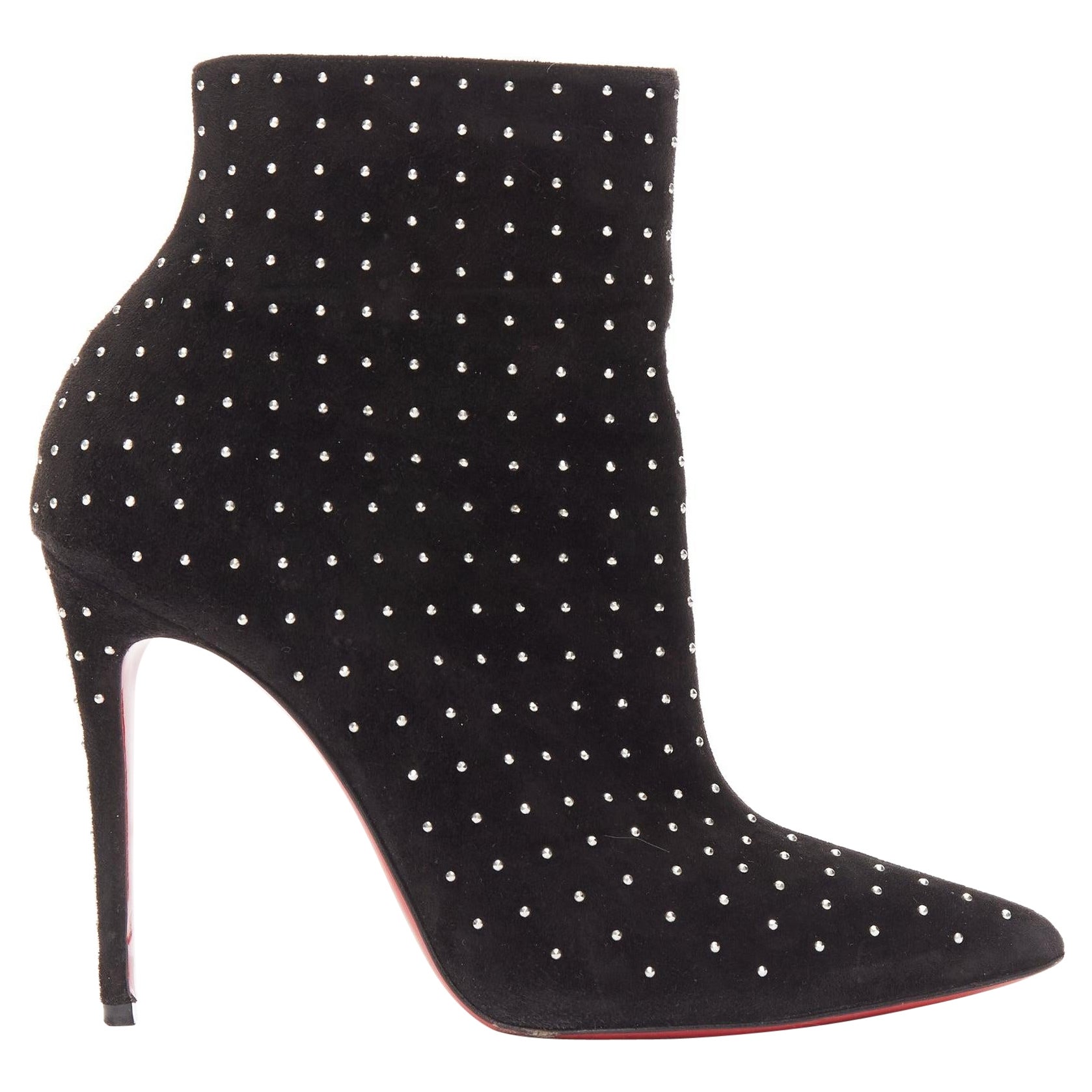 CHRISTIAN LOUBOUTIN So Kate Booty black suede micro stud embellished pointy EU36 For Sale