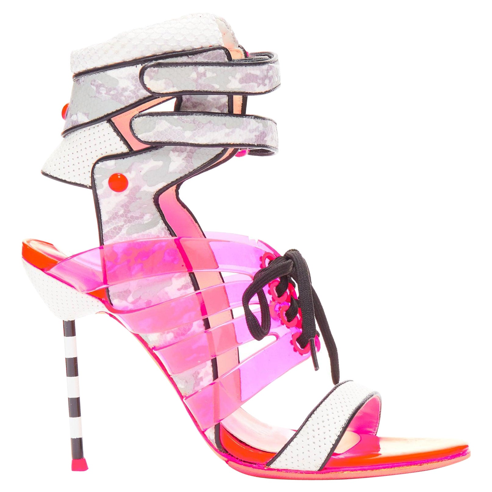SOPHIA WEBSTER neon pink sneaker inspired ankle strap open oe sandal EU37-38 For Sale
