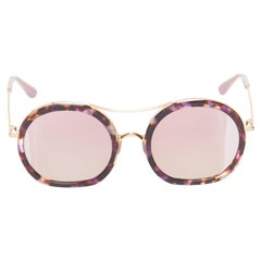 STEPHANE CHRISTIAN Lunettes de soleil rondes réfléchissantes Drugduck Brown tortoise violet