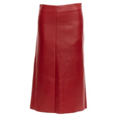 OLD CELINE Phoebe Philo red lambskin leather minimal panelled midi skirt FR36 S