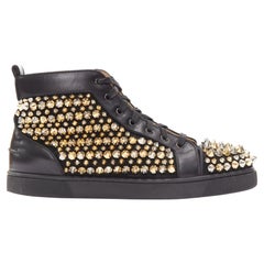 CHRISTIAN LOUBOUTIN Louis noir or argent clouté baskets montantes EU43