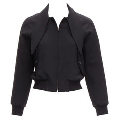 BALENCIAGA Demna 2017 black wool bow tie neck raglan bomber jacket FR34 XS