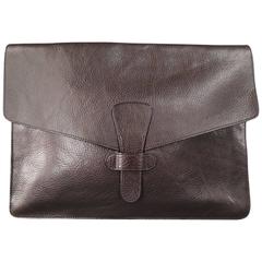 LOTUFF Brown Textured Leather Envelope Portfolio