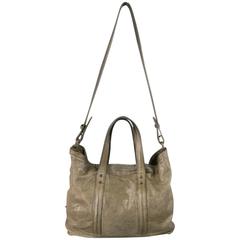 3.1 PHILLIP LIM Olive Distressed Textured Leather Tote Bag With Shoulder Strap