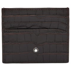 Montblanc Porte-cartes Meisterstuck 6CC en cuir gaufré Brown foncé