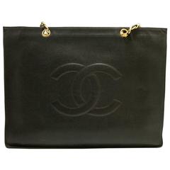CHANEL Caviar Jumbo Large Chain Shoulder Bag Black Leather Big 12