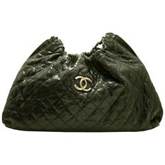 CHANEL Glazed Caviar Antique Silver Chain Shoulder Bag Hobo Black 1