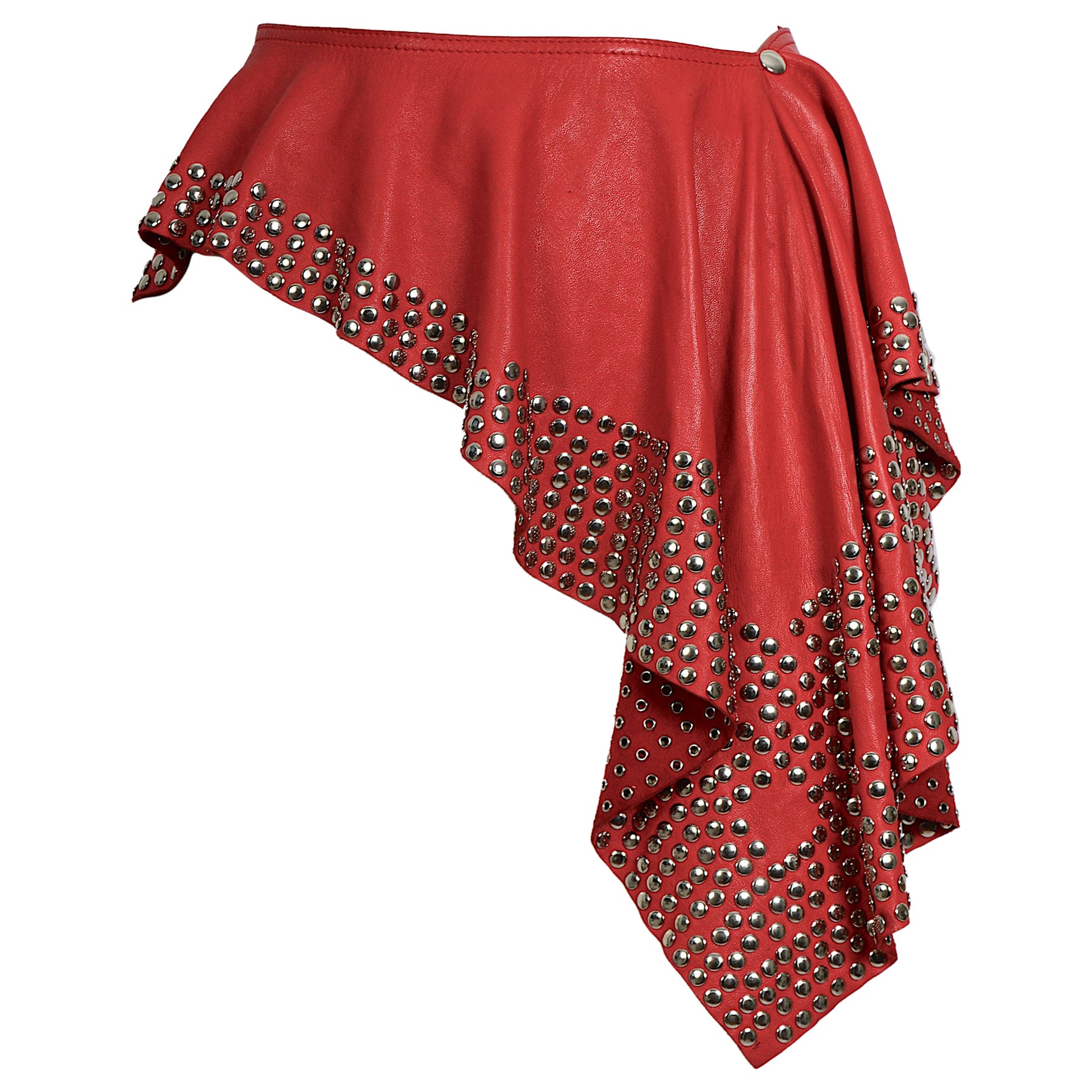Azzedine Alaia circa 1981 collectionneurs Studded embellished red leather belt skirt en vente