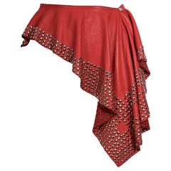 Azzedine Alaia circa 1981 collectionneurs Studded embellished red leather belt skirt