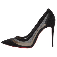 Christian Louboutin Black Mesh and Suede Panel Pumps Size 39