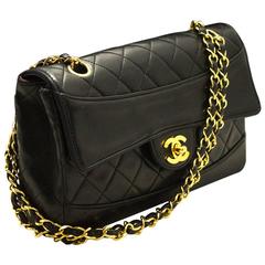CHANEL Single Flap Chain Shoulder Bag Black Quilted Lambskin 4