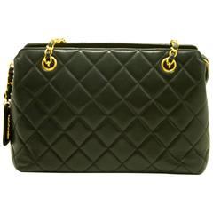 CHANEL Double Chain Shoulder Bag Black Quilted Lambskin Leather 7