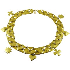 Vintage Gold Toned Metal Belt with Charms