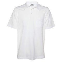 Hermès White Cotton Pique Polo T-Shirt XXL