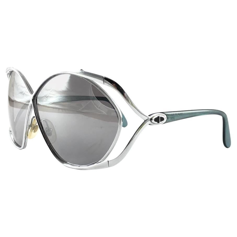 New Vintage Christian Dior 2056 75 Butterfly Silver & Green Sunglasses For Sale