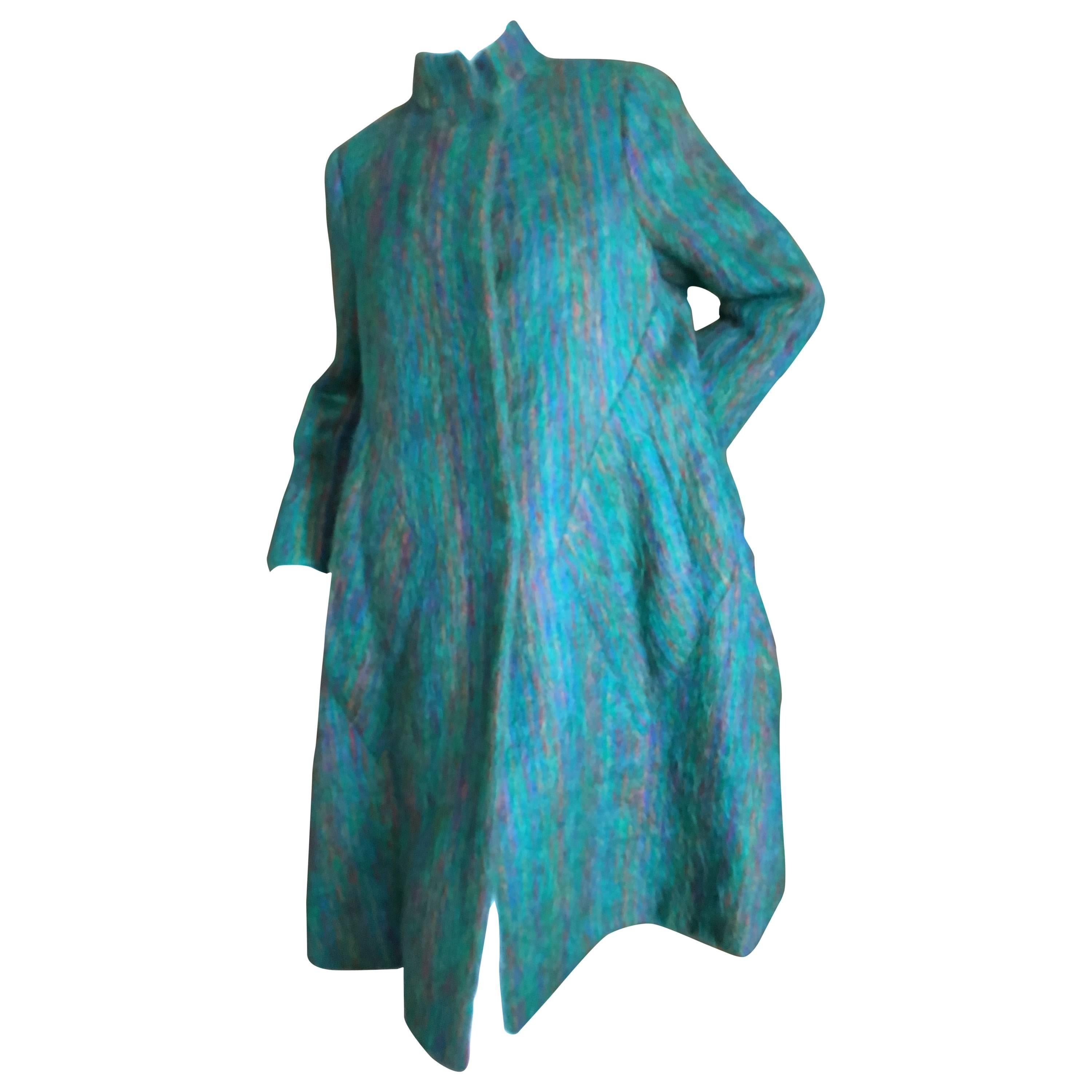 Pauline Trigere 1960's Green Mohair Swing Coat For Sale