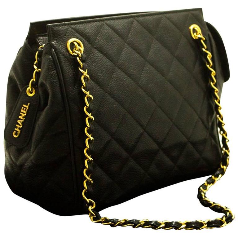 CHANEL Caviar Small Chain Shoulder Bag Black Quilted Zippered at 1stdibs