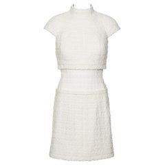 Chanel by Karl Lagerfeld Haute Couture White Bouclé Corseted Skirt Suit, ss 2014