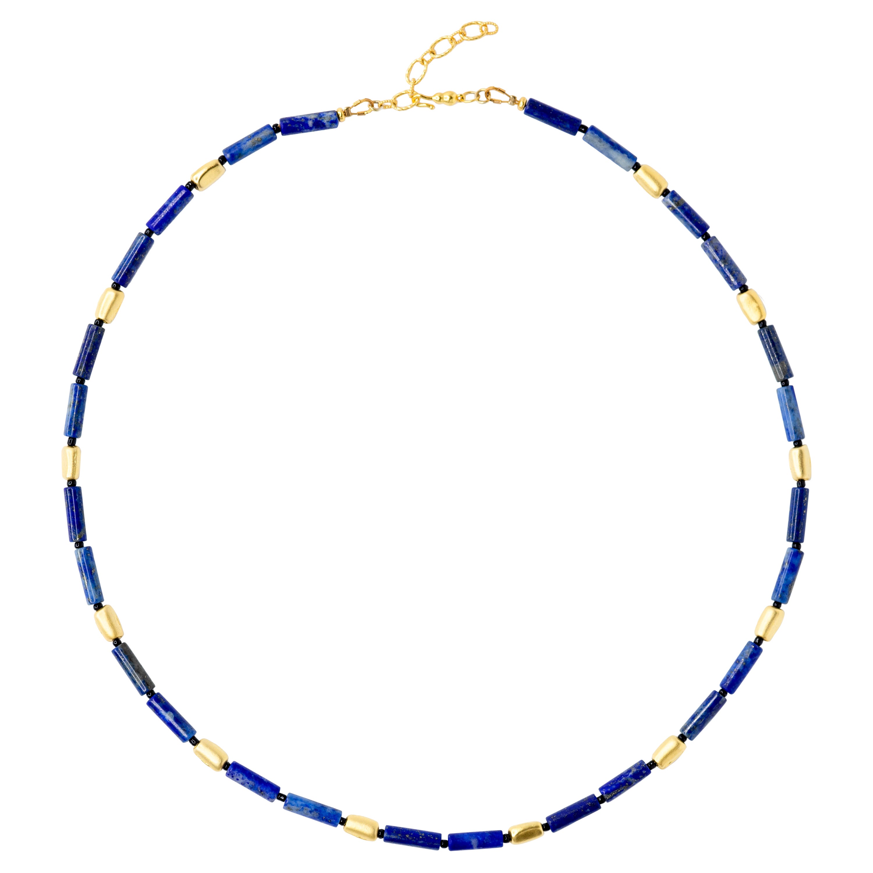 Lapis Lazuli Gold Beaded Necklace by Bombyx House For Sale