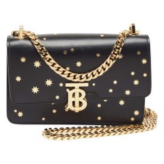 Used Burberry Black Leather TB Elongated Chain Bag