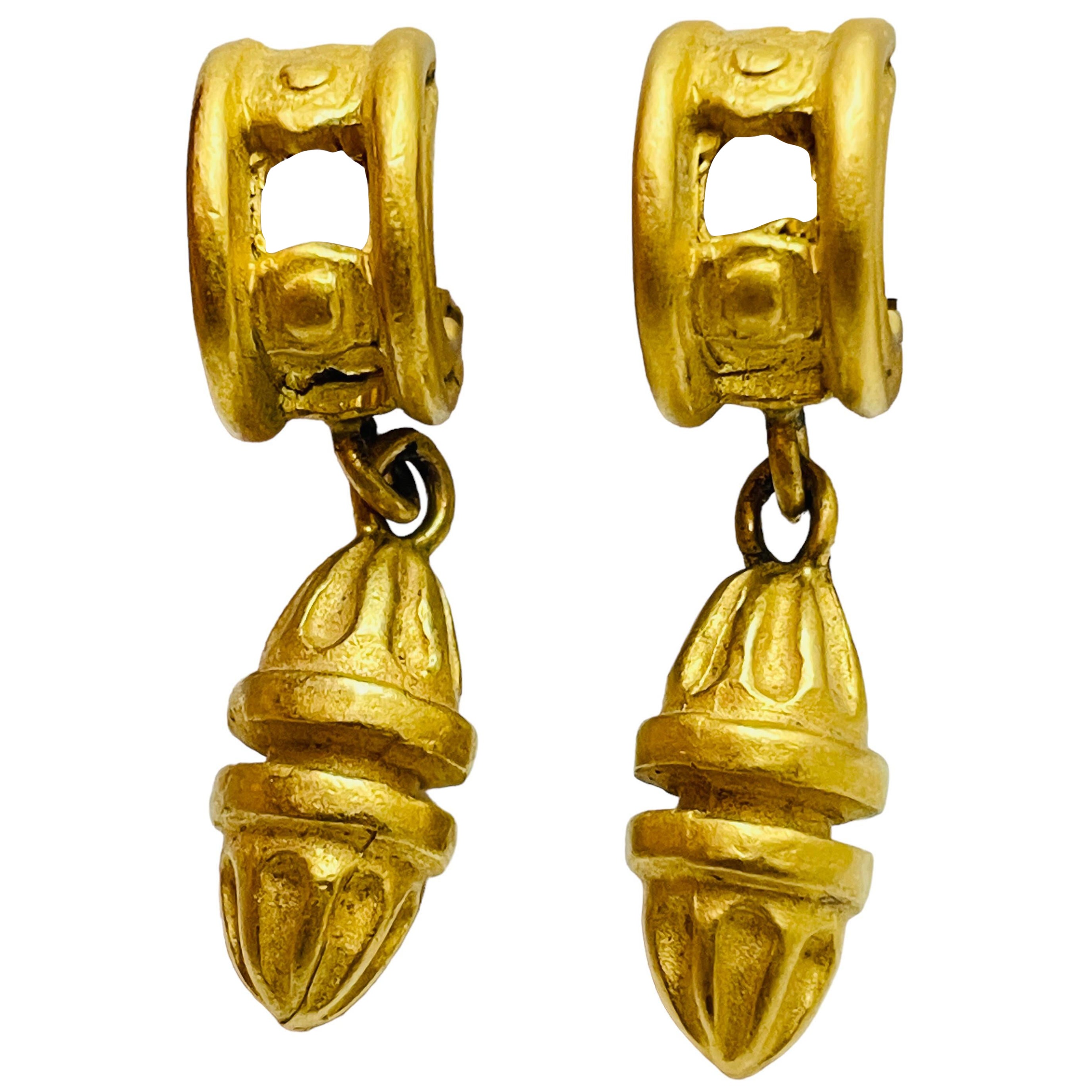 Vintage GIVENCHY gold clip on designer earrings For Sale