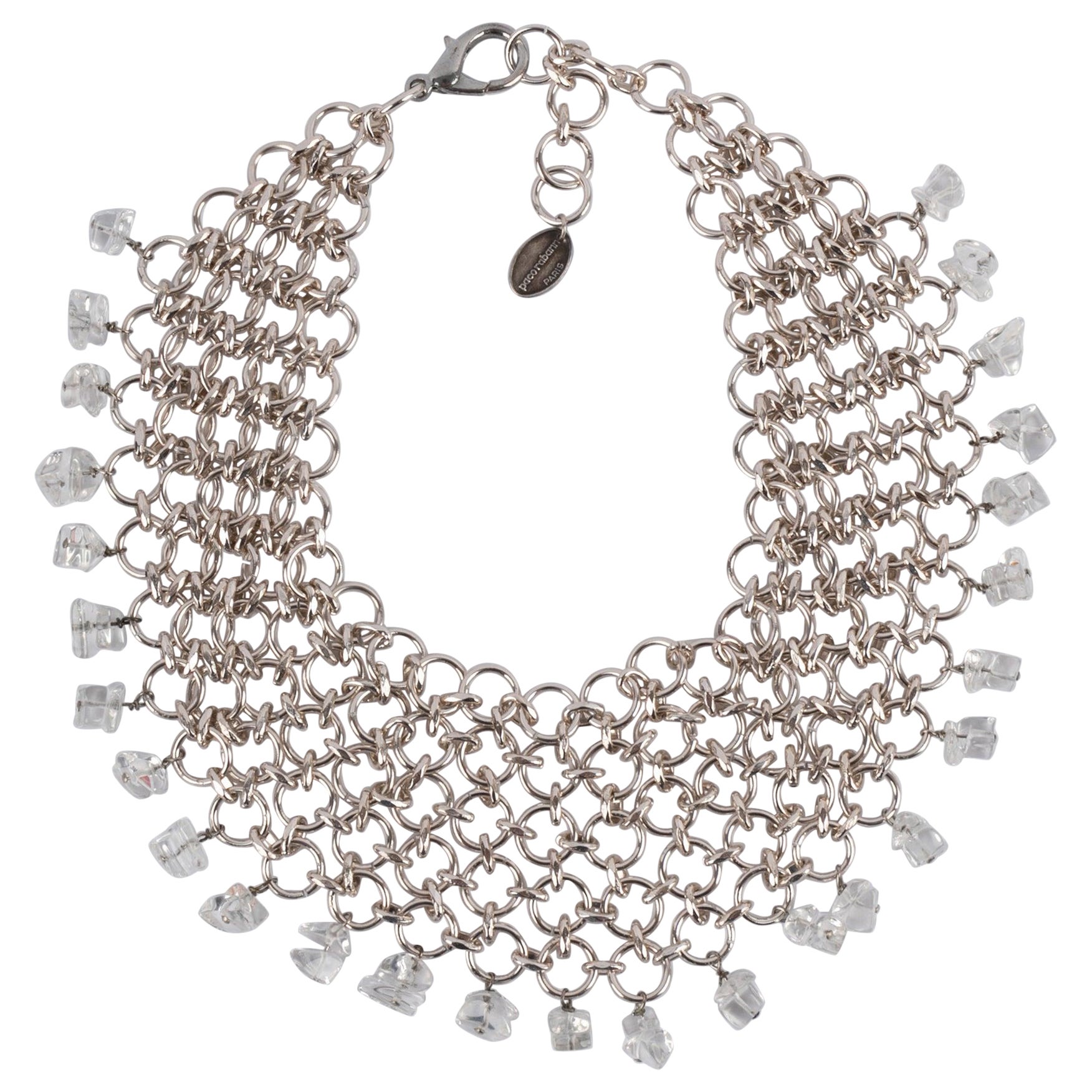 Paco Rabanne Silvery Metal Necklace, 2000s For Sale