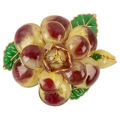 Augustine Flower Brooch / Pendant in Yellow and Red Tones