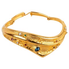 Christian Lacroix Golden Metal Short Necklace with Rhinestones
