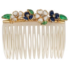 Retro Comb Jewelry in Golden Metal and Glass Paste