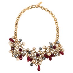 Yves Saint Laurent Collar de metal calado dorado