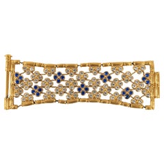 Retro Christian Dior Bracelet in Golden Metal with Rhinestones