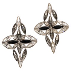 Vintage Yves Saint Laurent Silvery Metal Clip-on Earrings