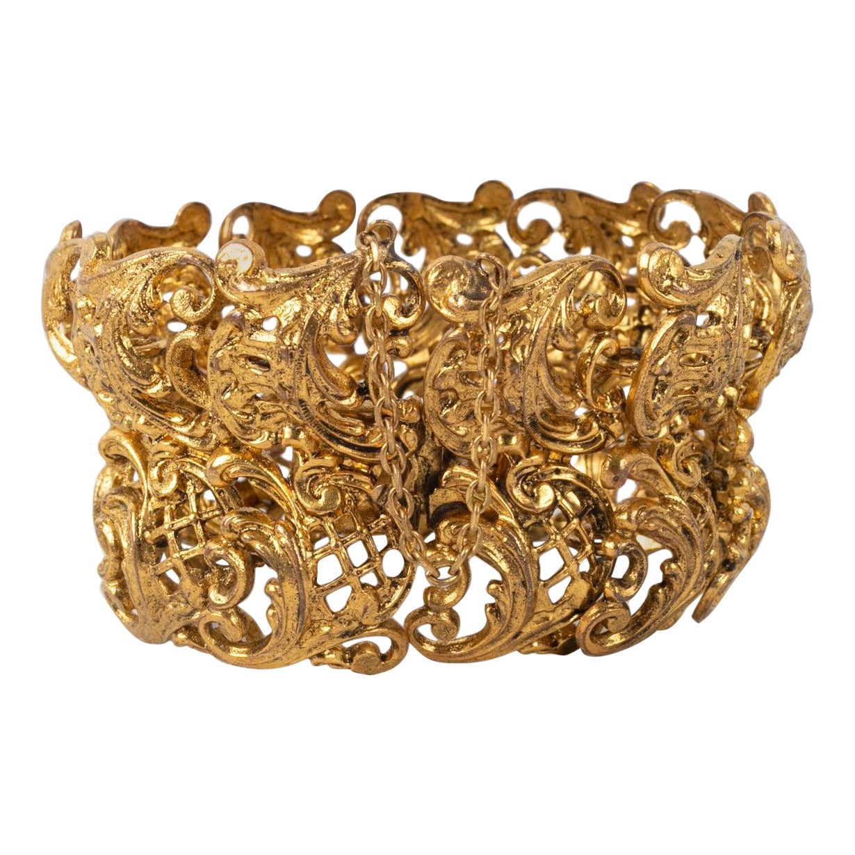 Chanel Armband Haute Couture aus goldenem Metall, durchbrochen im Angebot