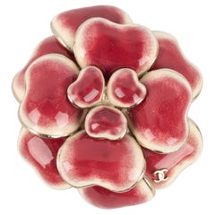 Used Chanel Pink Camellia Brooch, 2008