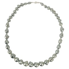 Vintage Chanel Necklace Spring Grey Pearly Baroque Beads, 1998