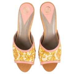 Versace Pair of Mules with Studded Printed Leather Heels