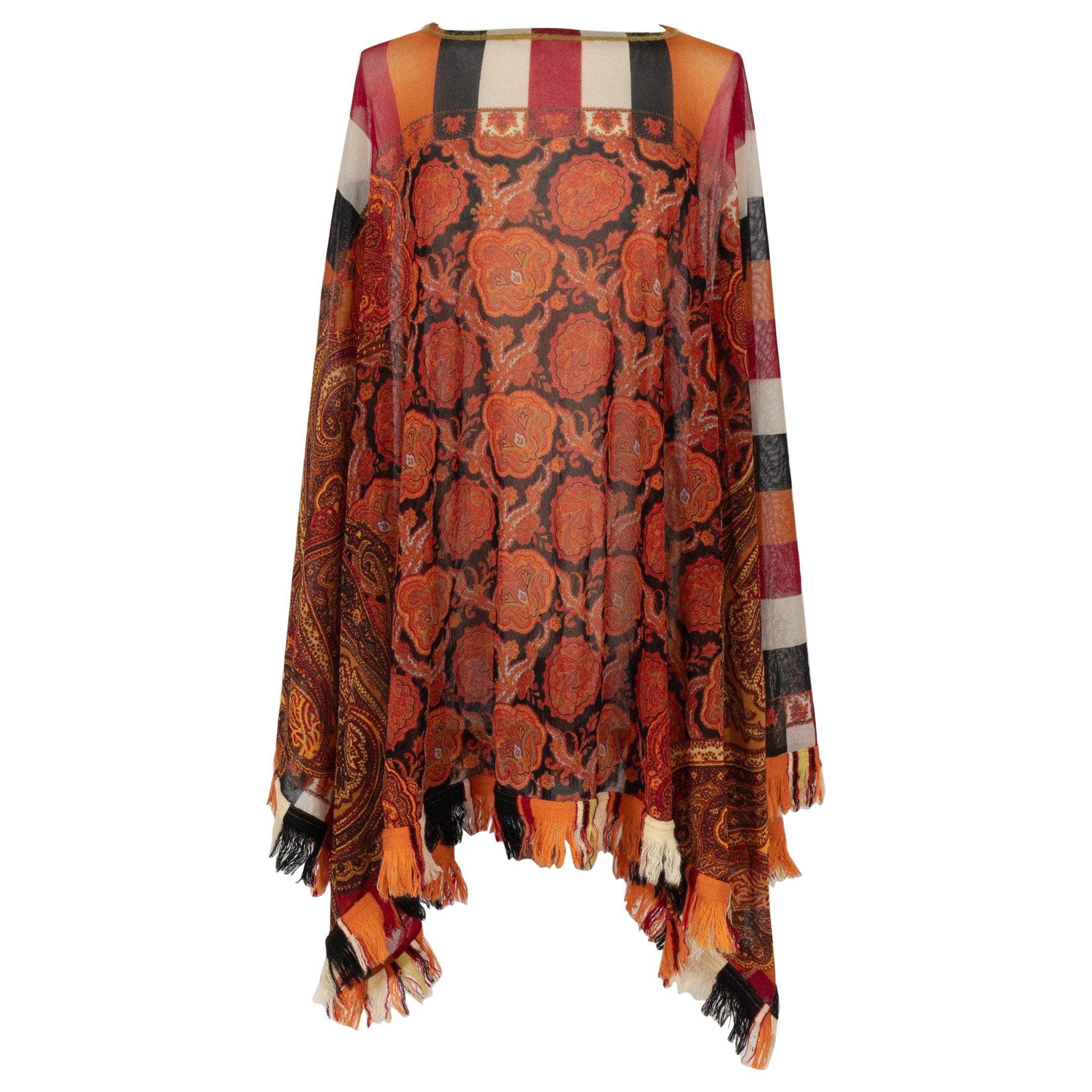 Jean Paul Gaultier Mesh Cape Printed with Patterns For Sale