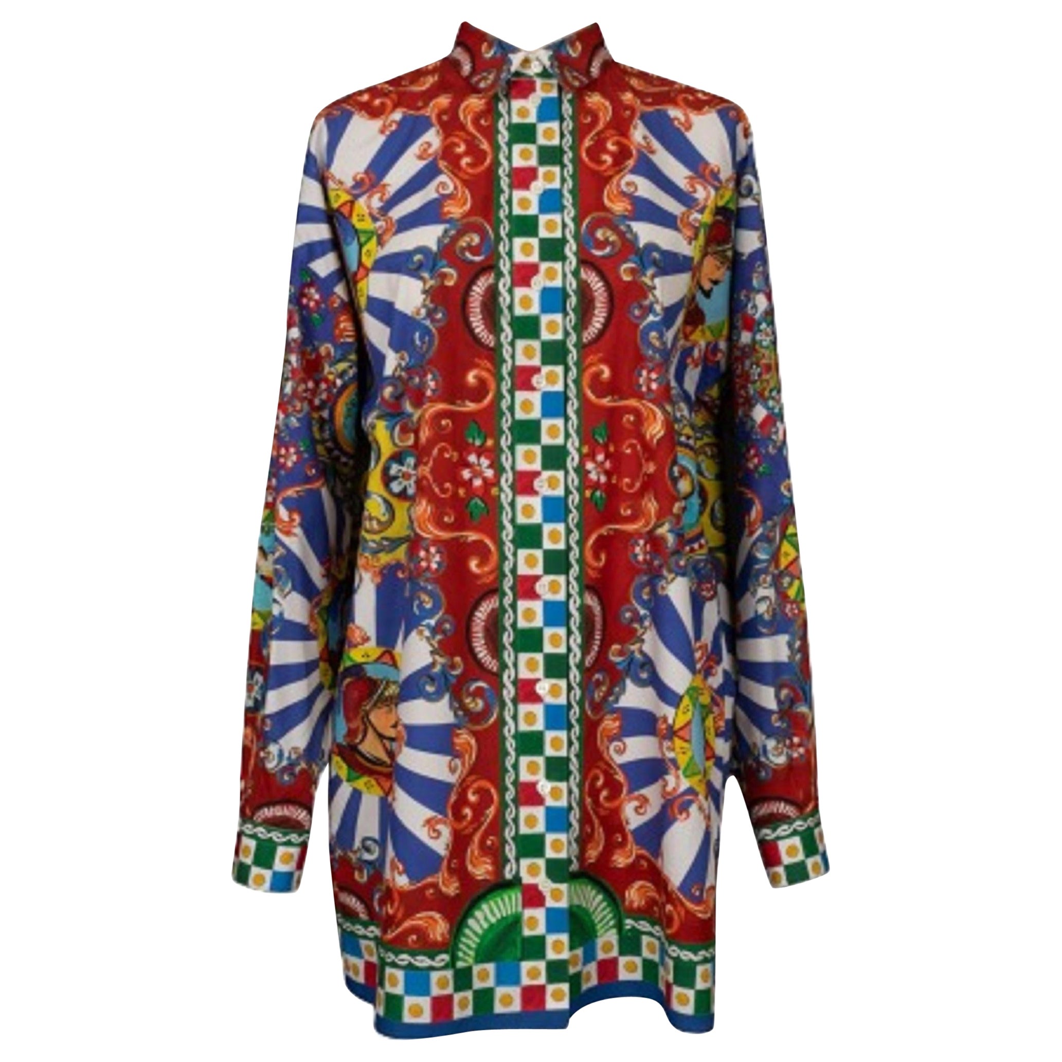 Dolce & Gabbana Mehrfarbig bedrucktes Ccotton-Hemd, 2016 im Angebot
