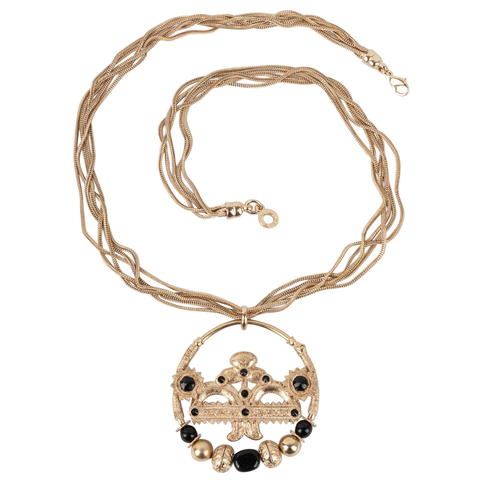 Jean Paul Gaultier Champagner Metall-Halskette im Angebot