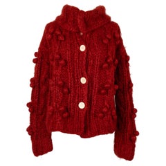 Vintage Christian Dior Red Mohair Cardigan, 1999