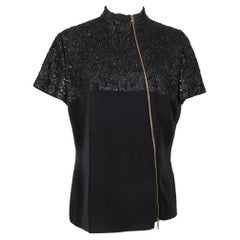 Christian Dior Embroidered Black Silk Top