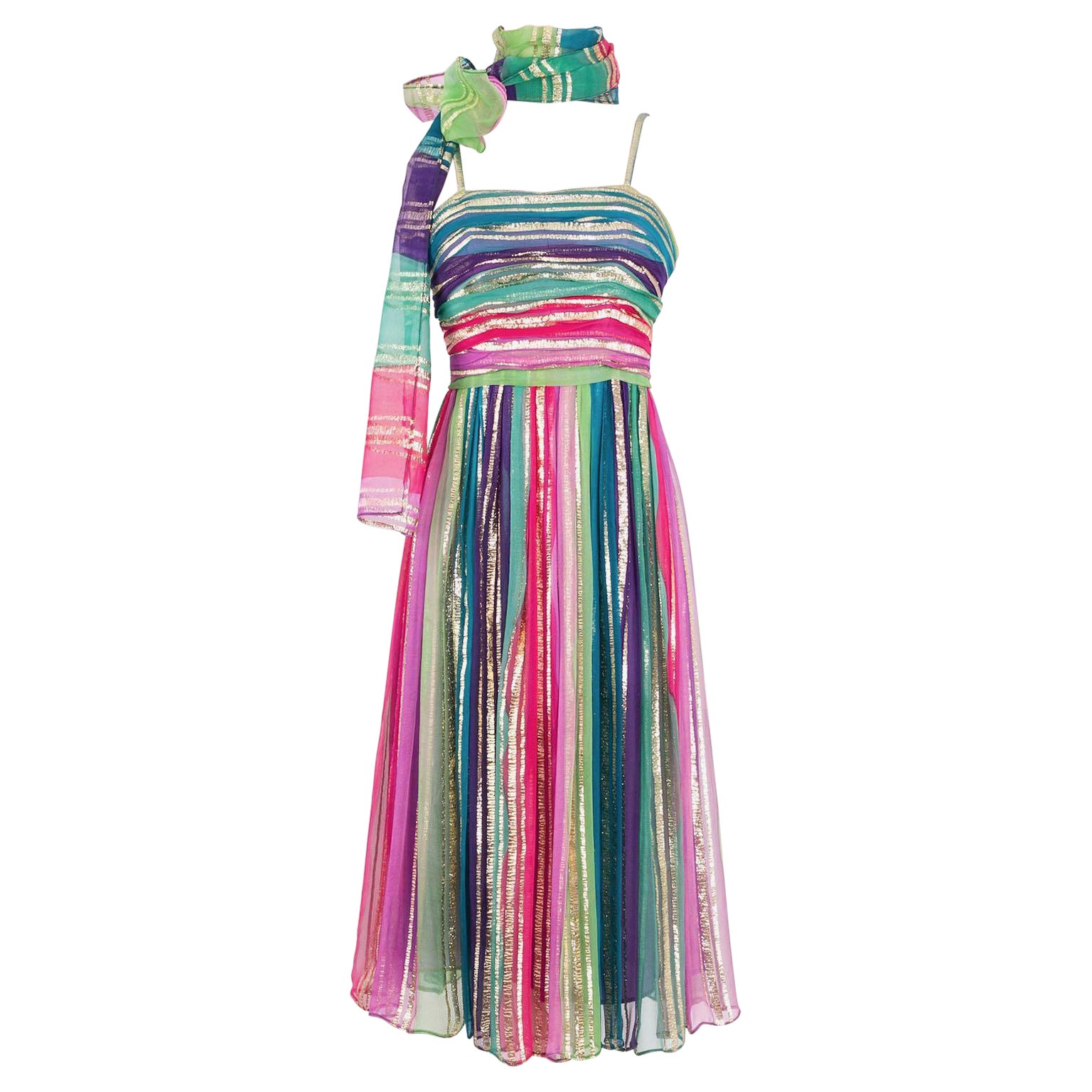 Multi-Color Silk Dress For Sale