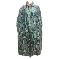 Art Deco Louis & Cie Paris teal silk cut velvet gold lame evening cape 1920s 3