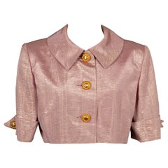 Nina Ricci Short Jacket in Pink Cotton and Golden Lame