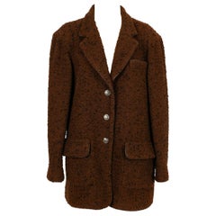 Vintage Chanel Jacket in Brown-Wool Tweed with Silk Lining, 1997