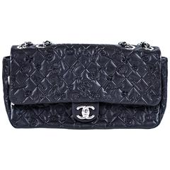 Chanel new Maxi Lucky Charms Symbols Bag - Black Leather CC Logo Flap Embossed